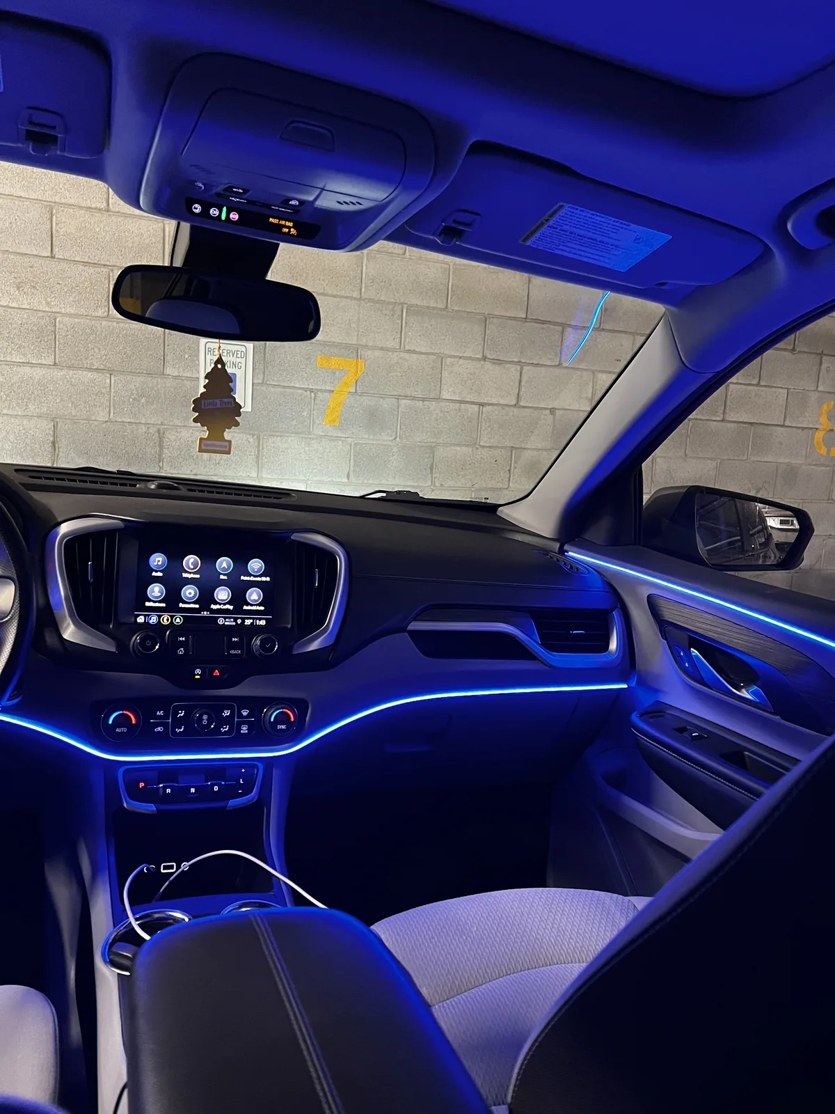 Blue ambient dashboard lighting